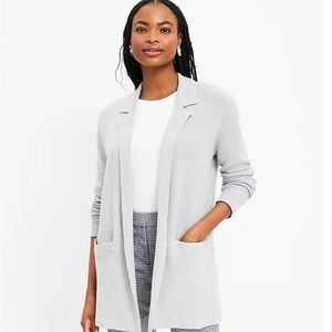 LOFT Grey Relaxed Ribbed Sweater Blazer
